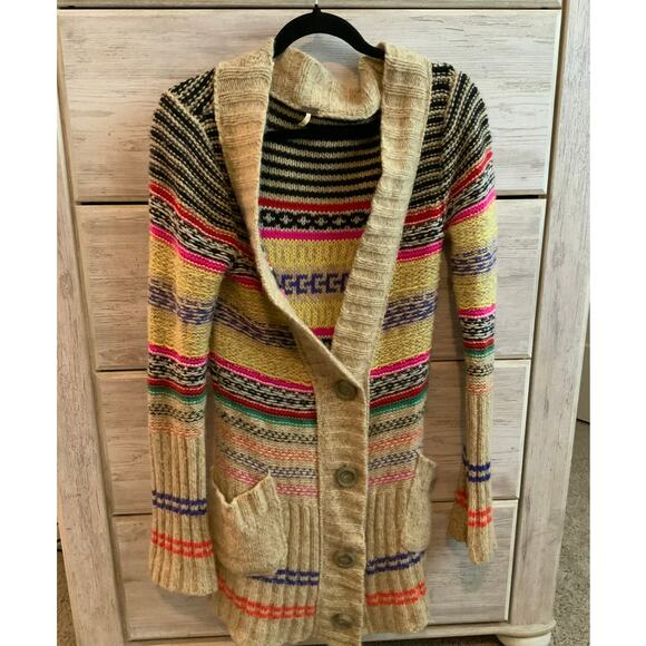 Free People Multicolor Wool Blend Boho Cardigan Sweater - XS - Picture 2 of 5
